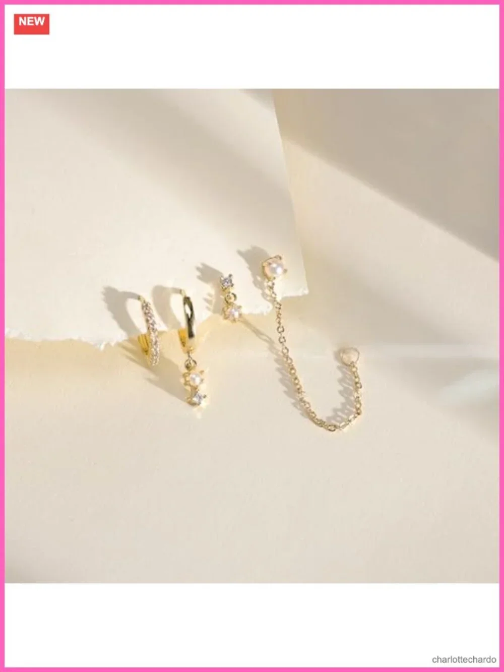 14k Gold Plated Hoop Earrings Set Dainty Hypoallergenic Chain Earrings for Women